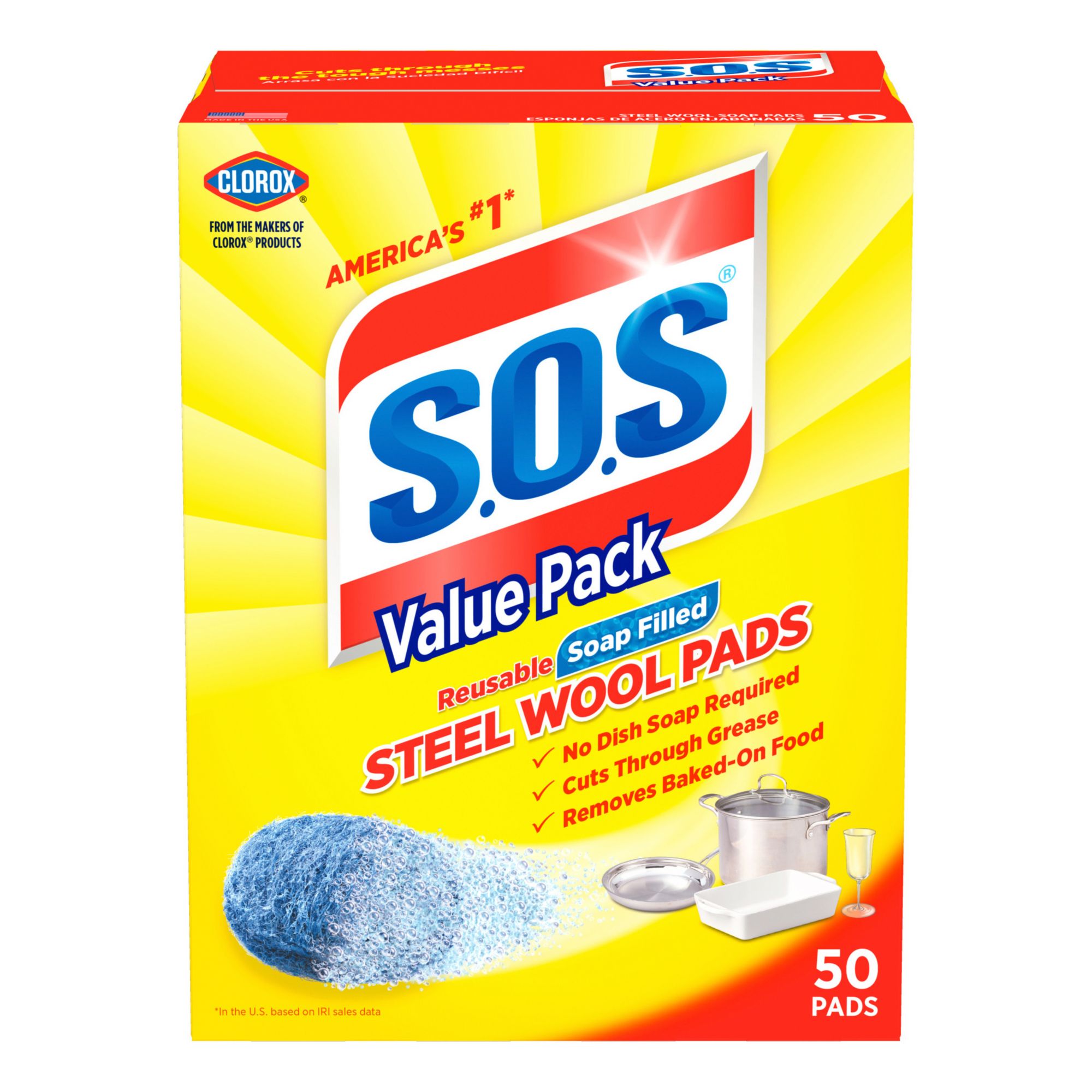 S.O.S. Steel Wool Soap Pads, 50 per Box