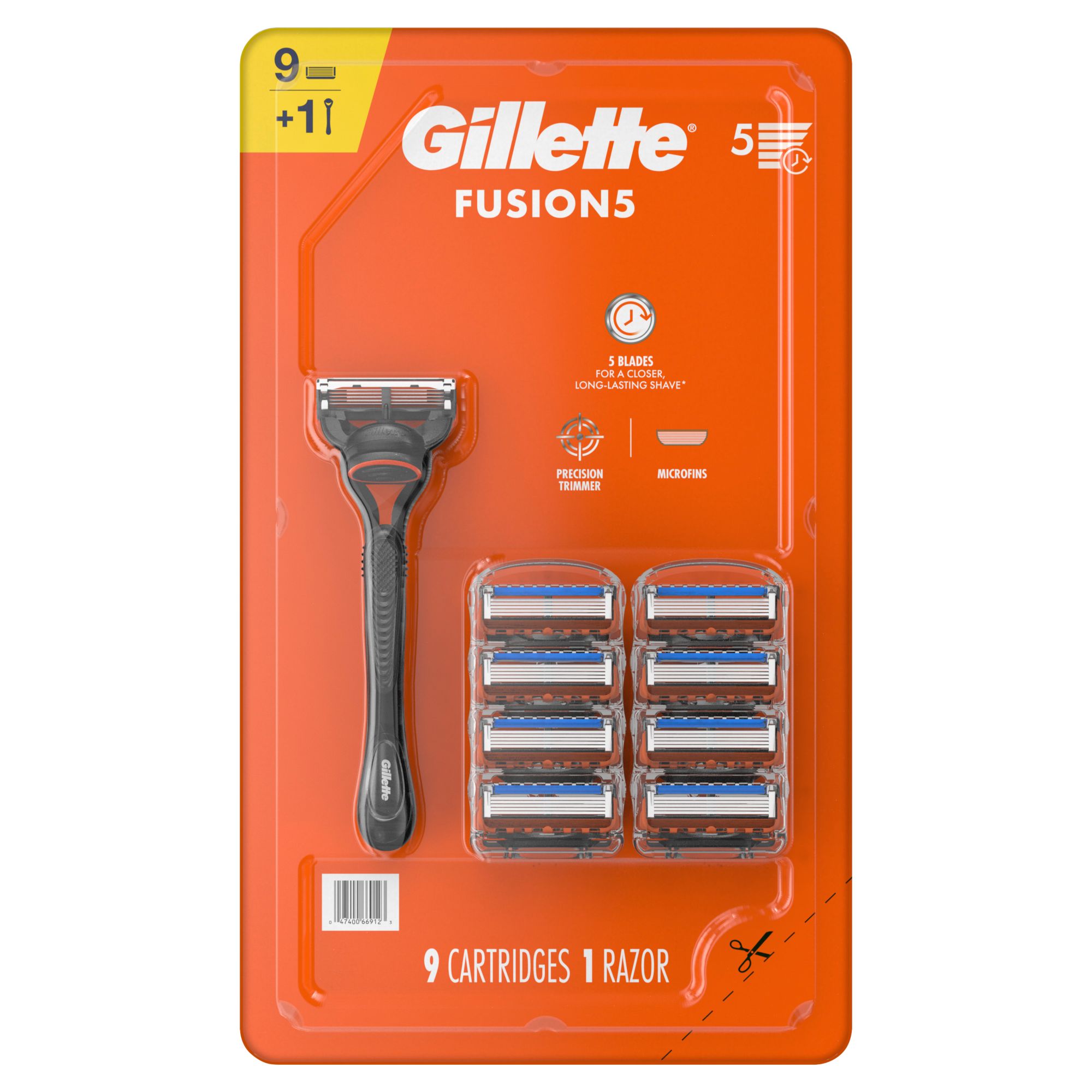 Gillette Fusion5 Men's Razor with 9 Razor Blade Refills