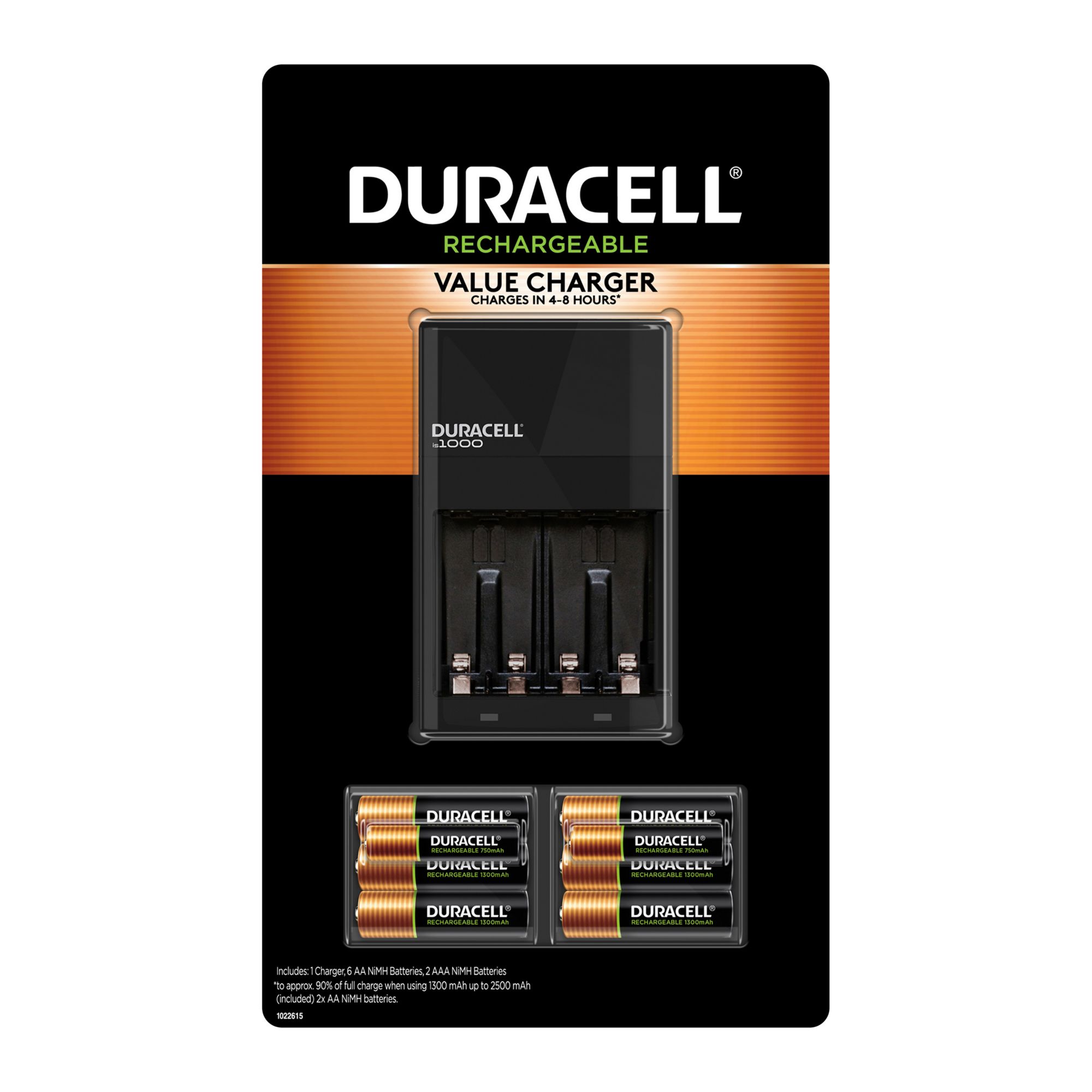 Duracell Ion Speed 1000-Battery-Charger for AA and AAA-batteries, Includes  4 Pre-Charged AA-Rechargeable-Batteries, for Household and Business Devices
