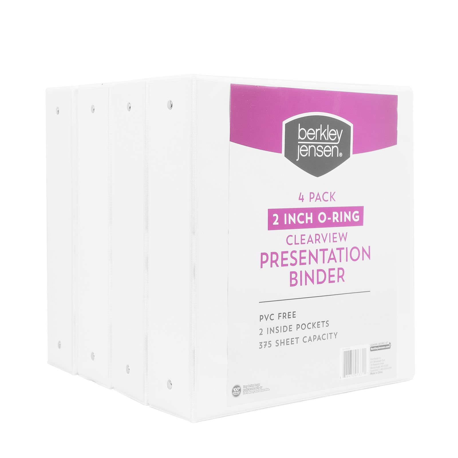 Berkley Jensen 2&quot; Binder 4 pk. - White