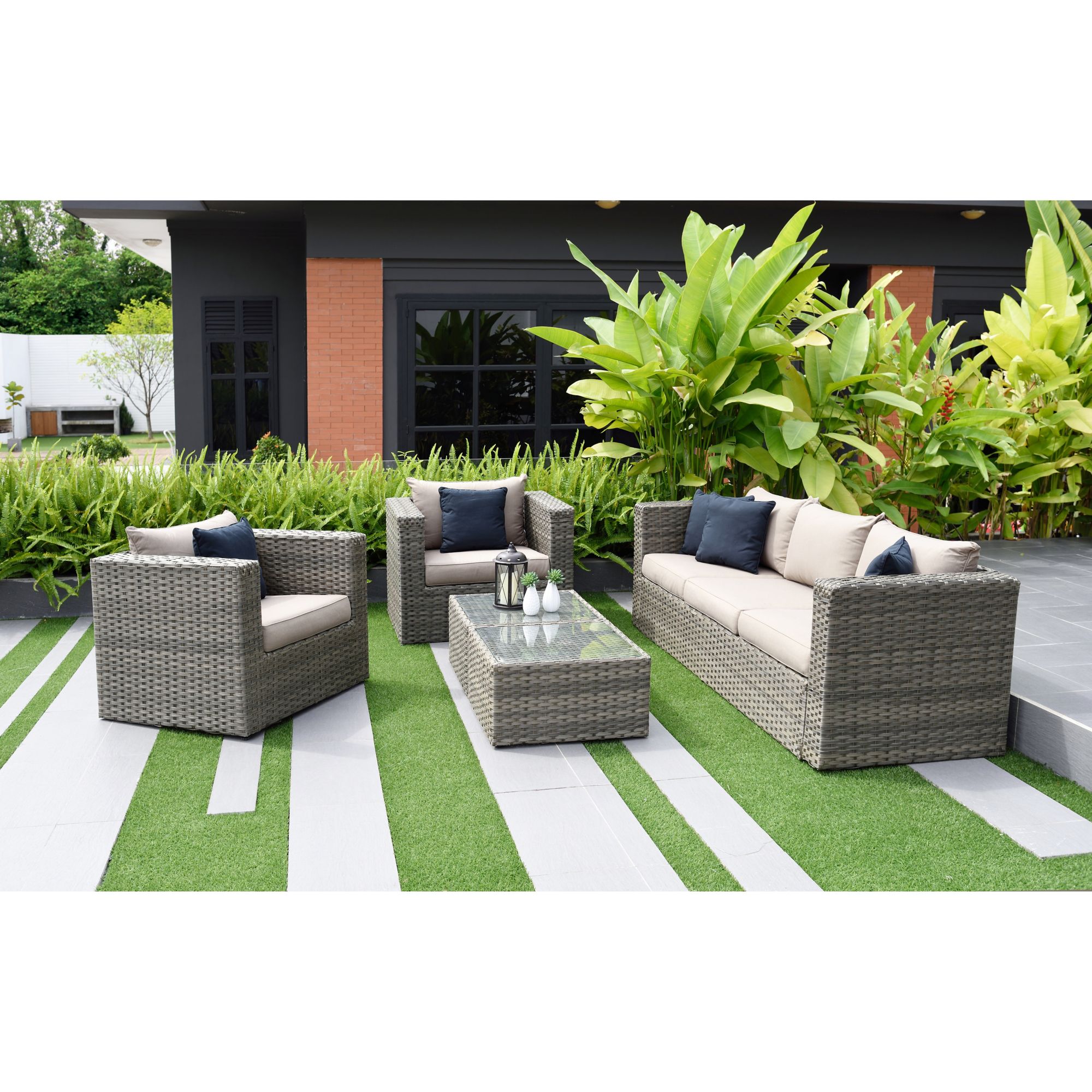 Atlantic Mumbai 5 Pc Patio Set Distressed Gray Brown Bjs