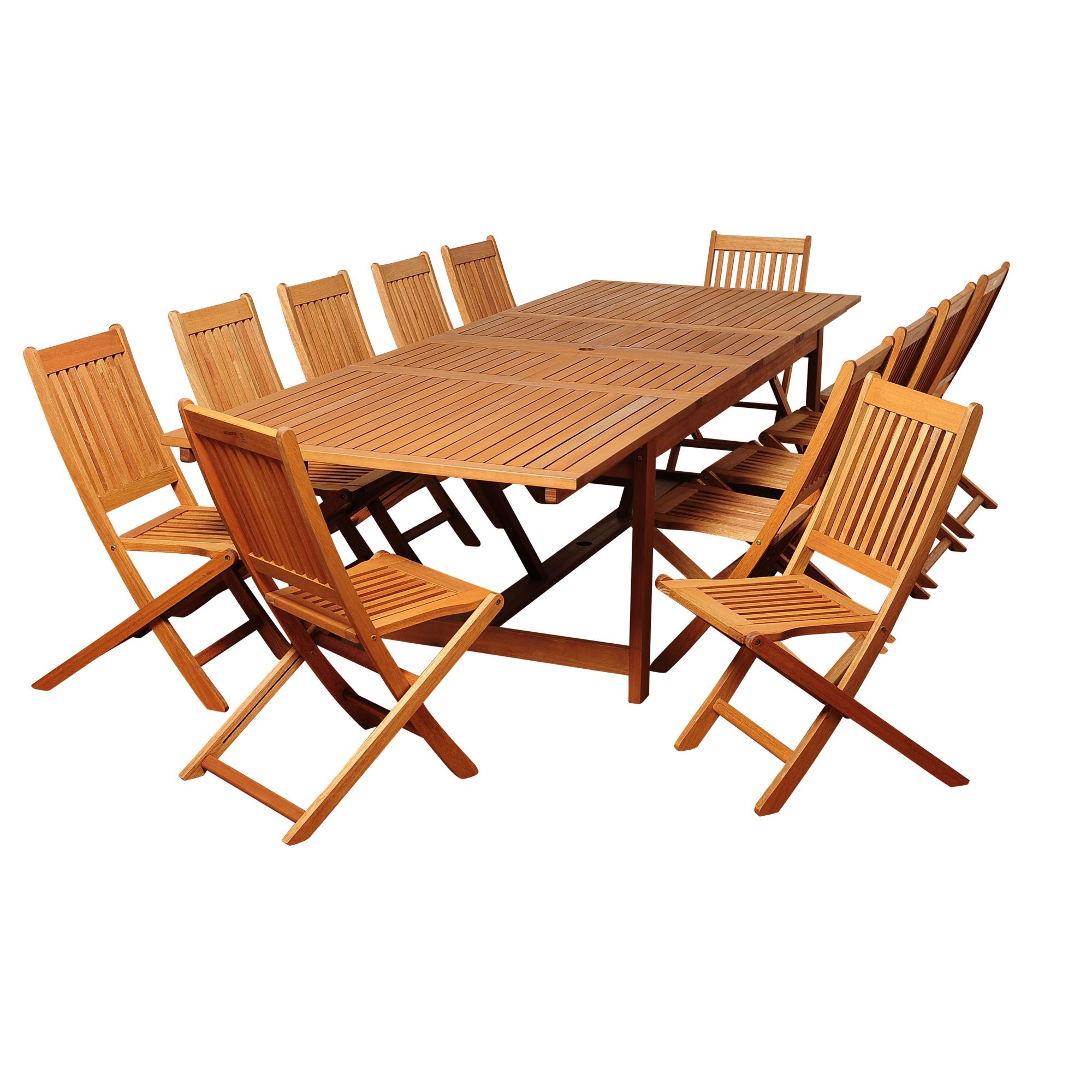 Amazonia San Carlos 13-Pc. Eucalyptus Extendable Rectangular Patio Dining Set - Natural