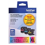 Brother LC103XL Color Ink Cartridges, 3 Pack