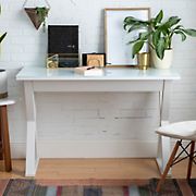 W. Trends 48&quot; Glass and Metal Computer Desk - White