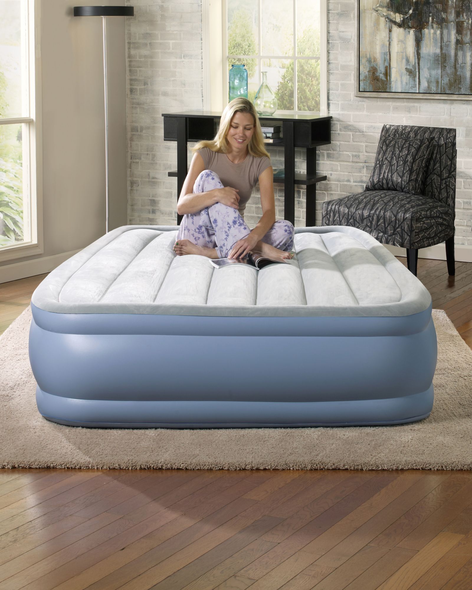 Beautyrest Hi Loft Full-Size Raised Airbed - Light Blue