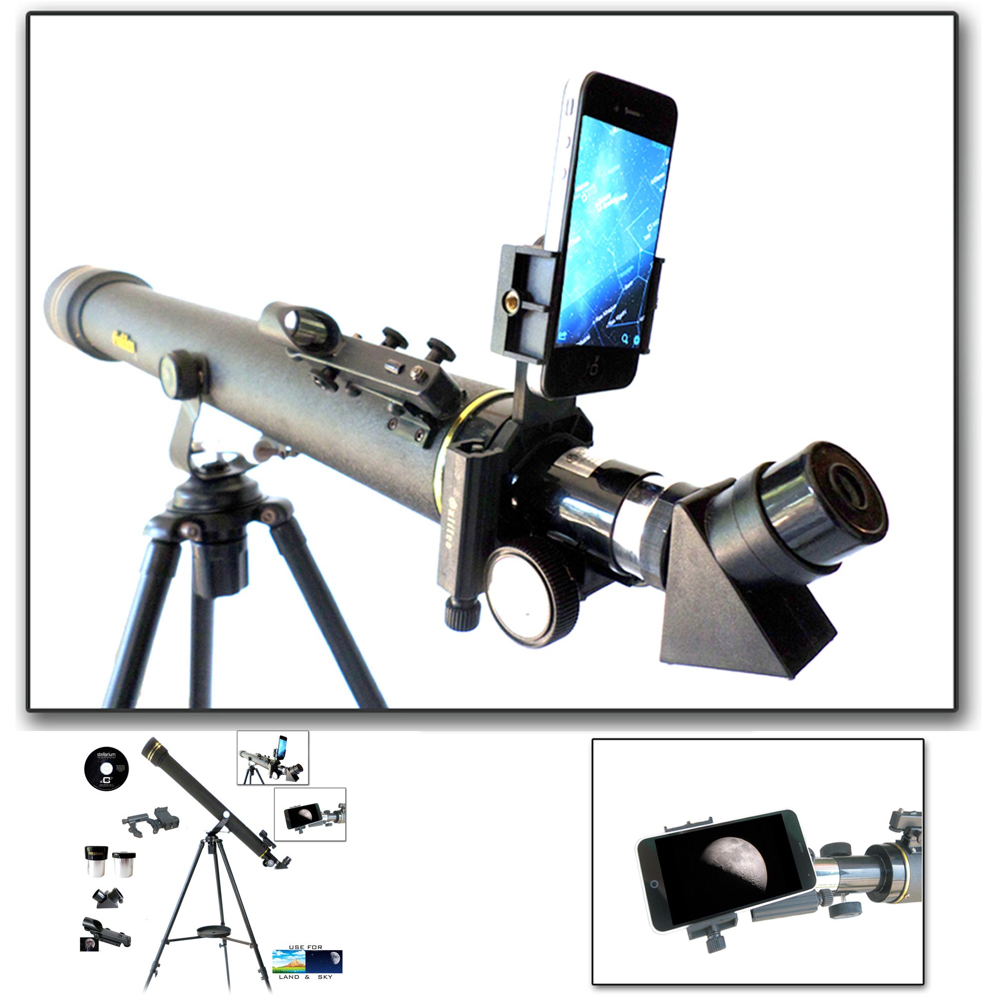 Galileo 800mm x 60mm Refractor Telescope with Smartphone Adapter