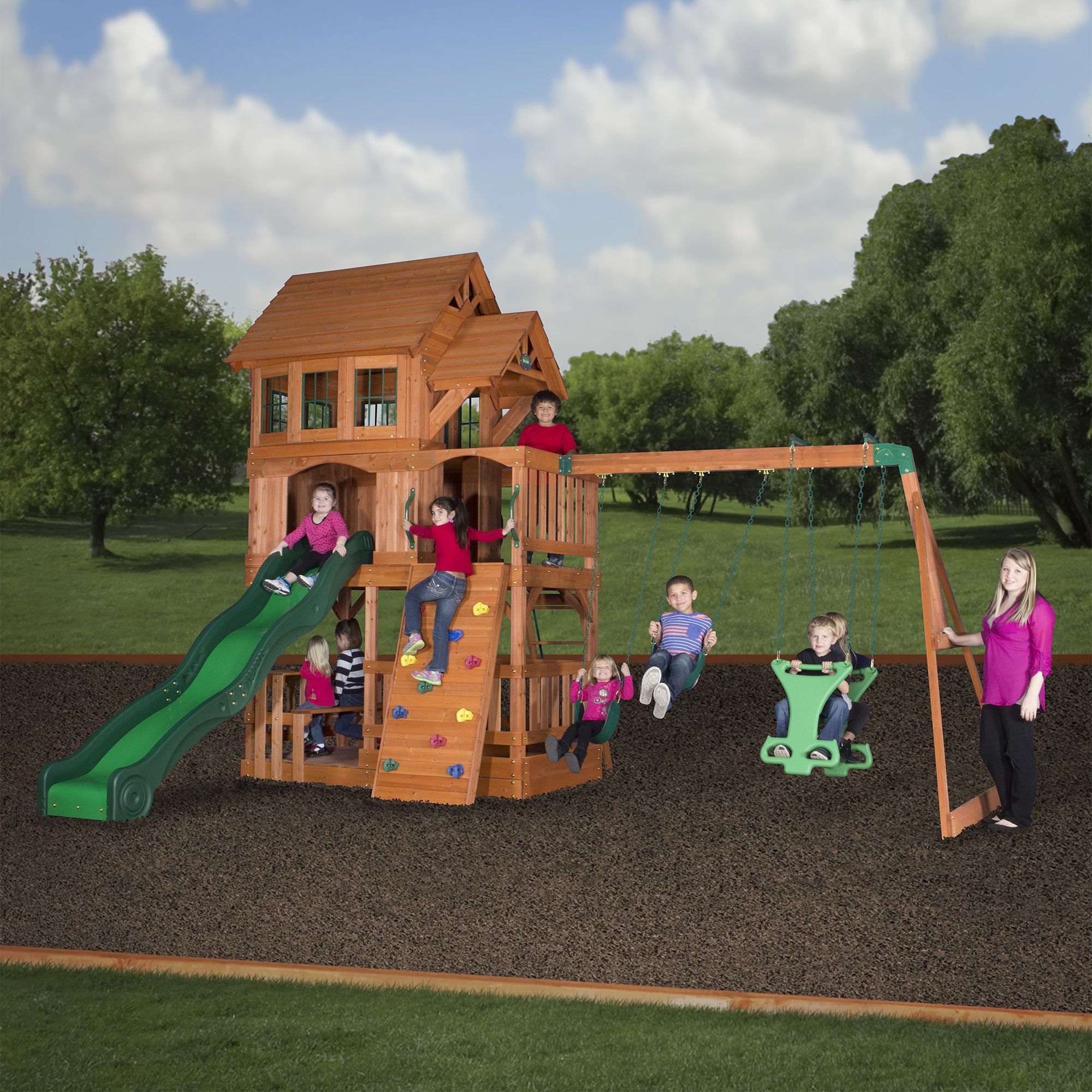 backyard discovery woodland all cedar wood playset swing set