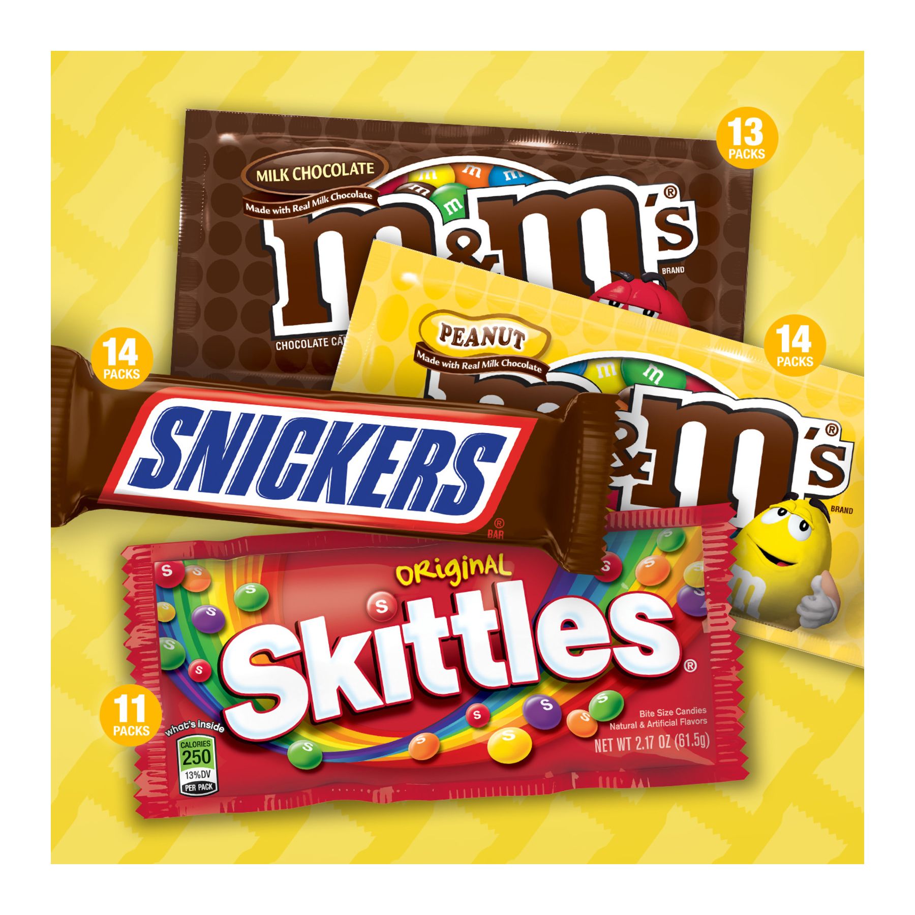 M&M's, Snickers, Skittles And More Chocolate Candy Bars Bulk Full Size  Fundraiser Candy, 30 ct.