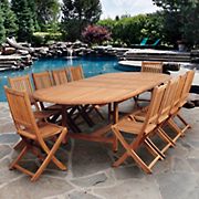 Amazonia Coconut 11-Pc. Teak Oval Outdoor Dining Set - Natural