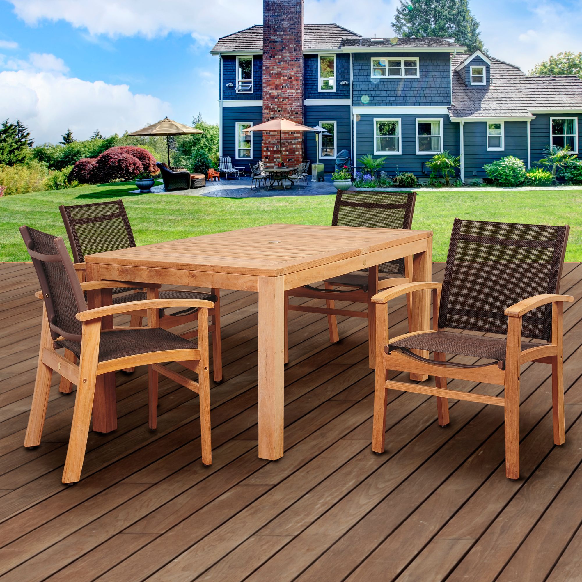 Amazonia Fortune 5-Pc. Teak Dining Set - Brown