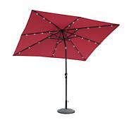Sun-Ray 9'x7' 8-Rib Solar Light Umbrella - Scarlet