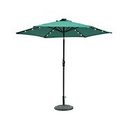 Sun-Ray 9' 6-Rib Solar Light Umbrella - Hunter Green