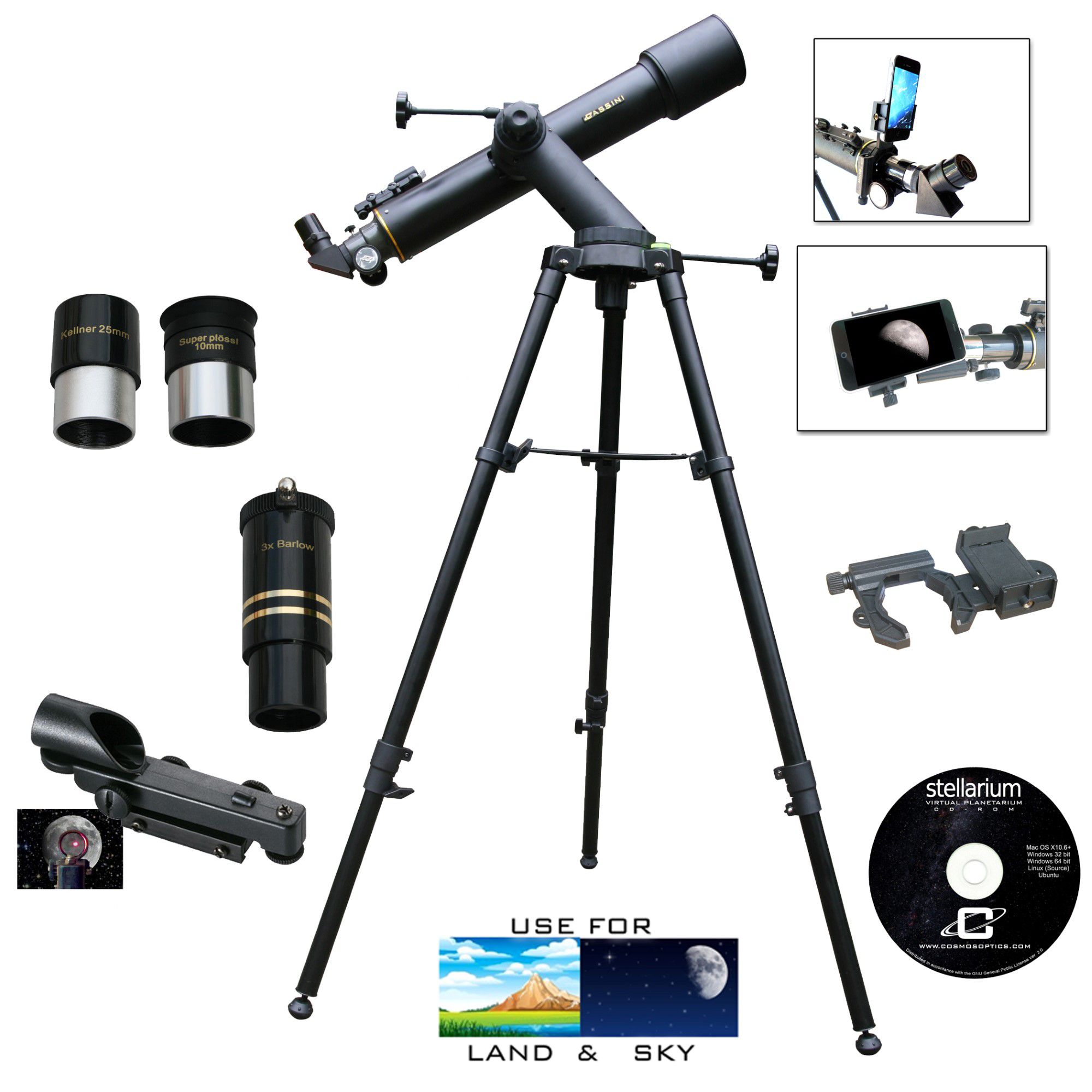 Cassini 600mm x 90mm Refractor Telescope with Smart Phone Adapter