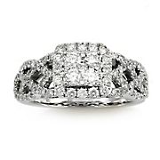1.00 ct. t.w. Diamond Halo Twist Engagement Ring in 14K White Gold