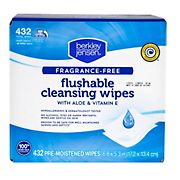 Berkley Jensen Flushable Cleansing Wipes with Aloe and Vitamin E, 432 ct.