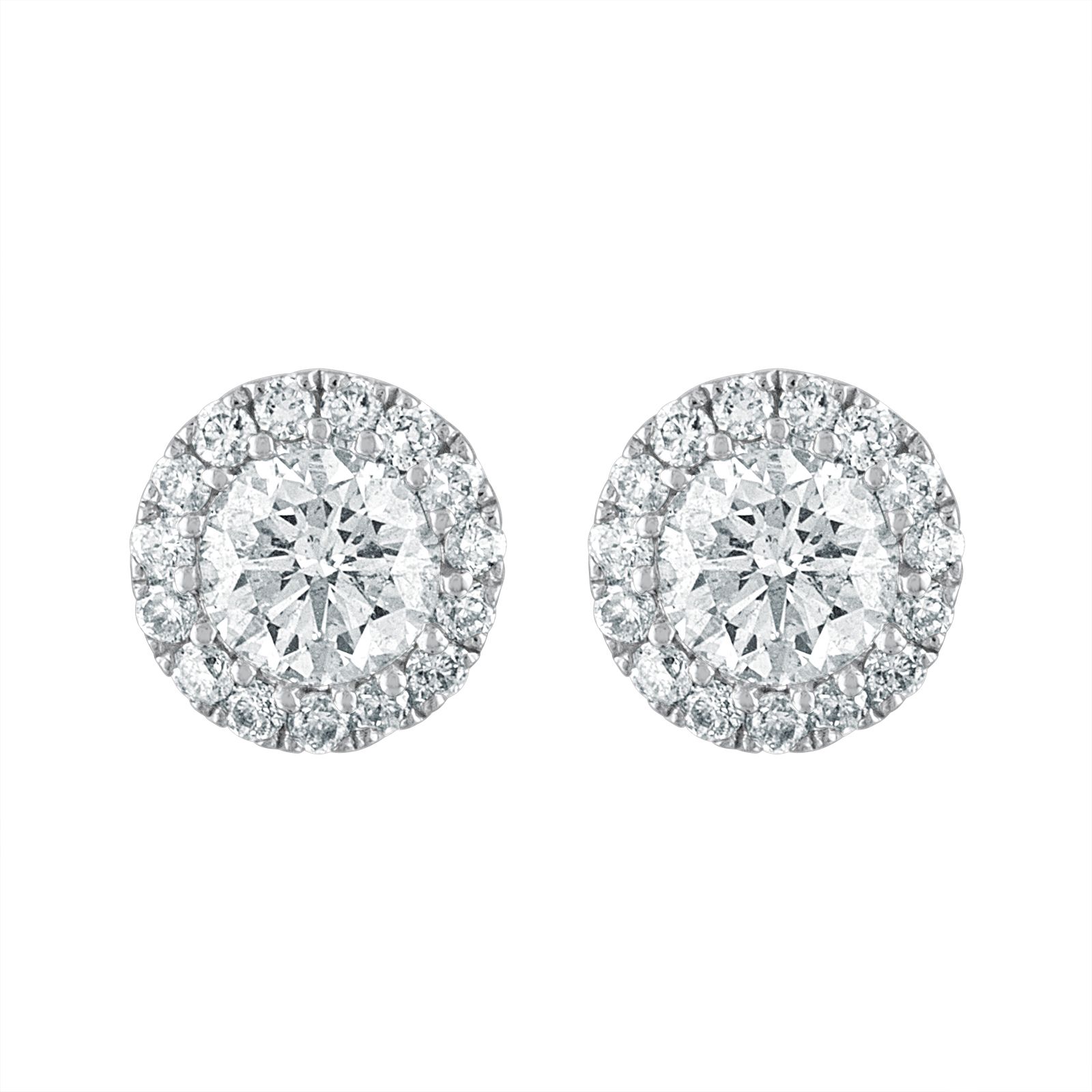 .50 ct. t.w. Round Diamond Solitaire Halo Stud Earrings in 14k White Gold