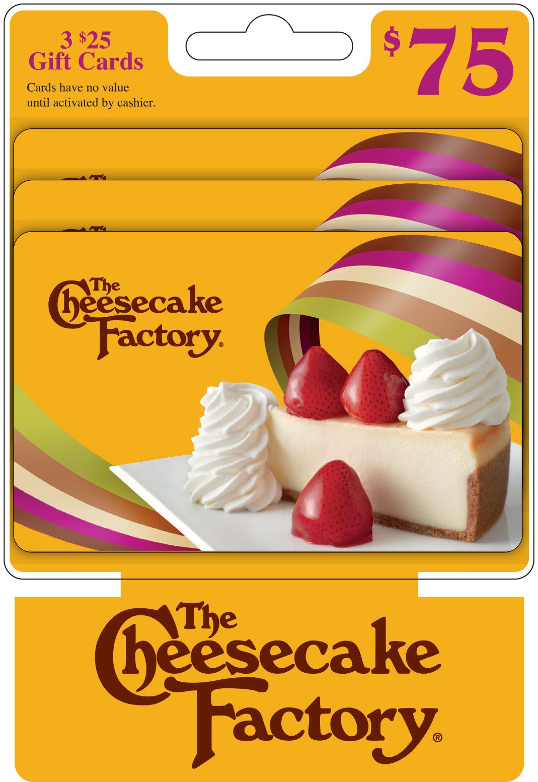 $25 The Cheesecake Factory Gift Card, 3 pk.