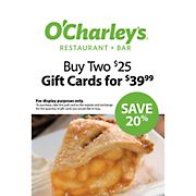 $25 O'Charley's Gift Card, 2 pk.