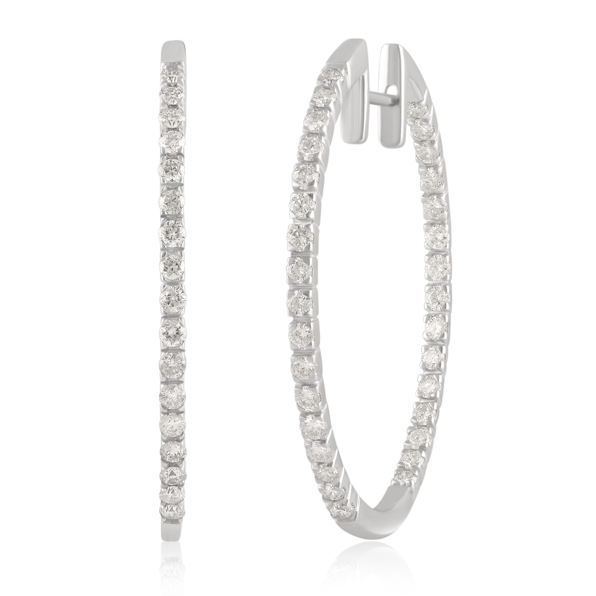 1.50 ct. t.w. Diamond Hoop Earrings in 14k White Gold | BJ's Wholesale Club