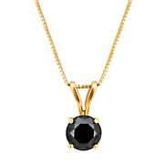 1.00 ct. t.w. Black Diamond Solitaire Necklace in 14k Gold