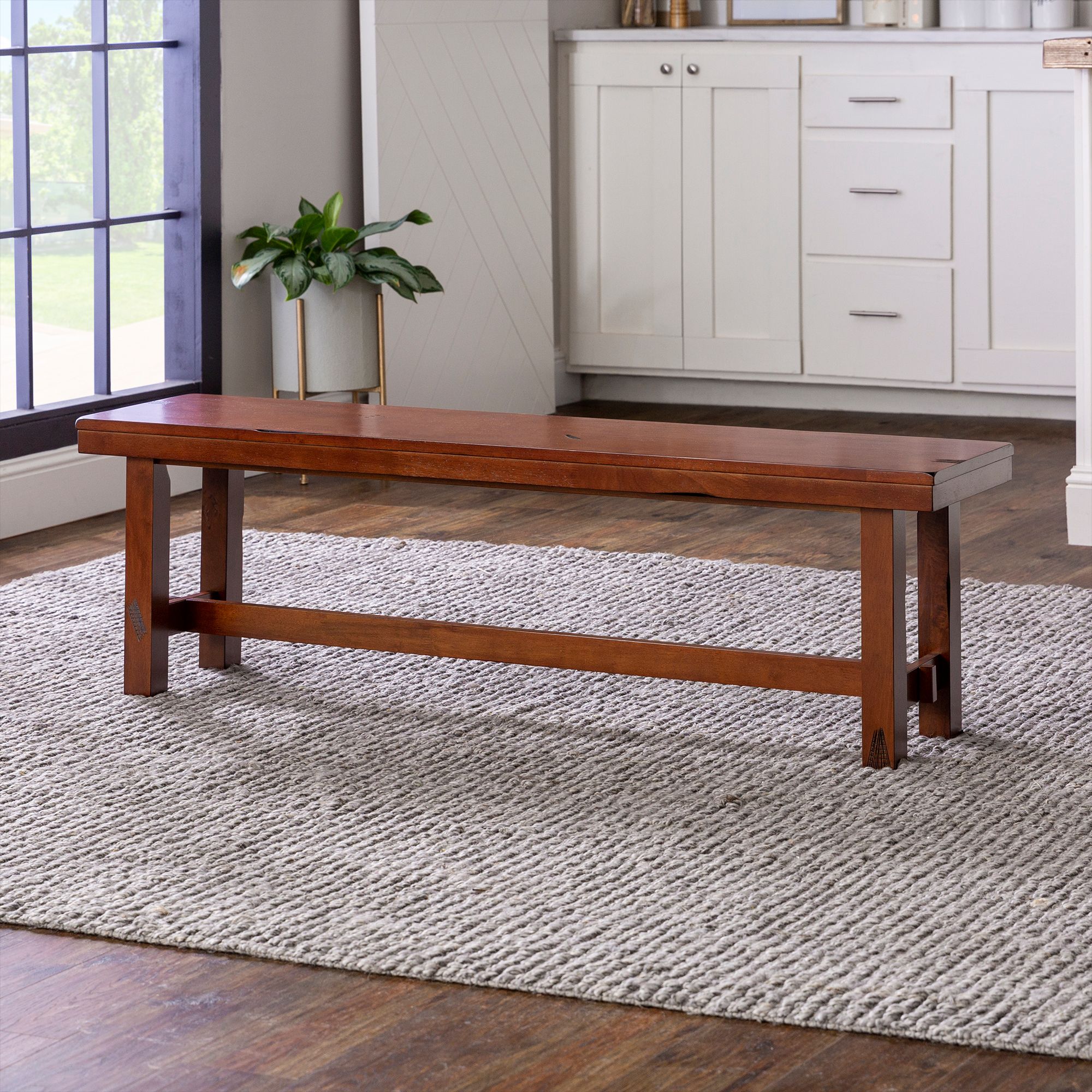 W. Trends 60&quot; Wood Dining Bench - Dark Oak