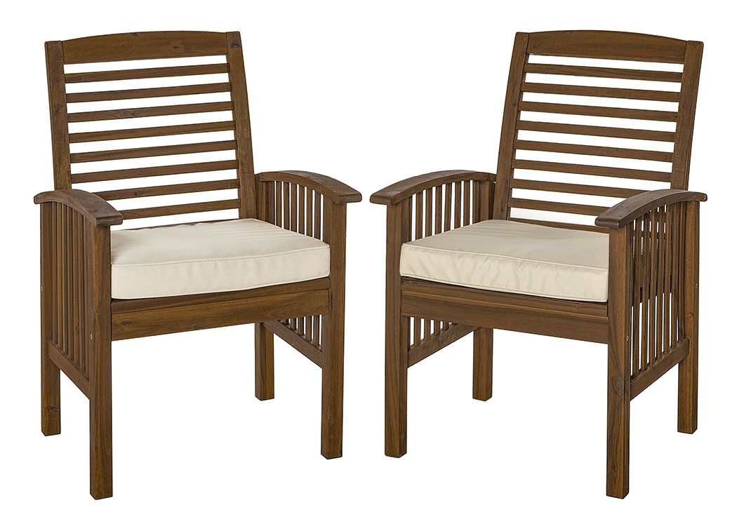 W. Trends Outdoor Hunter Acacia Wood Dining Chairs - Dark Brown