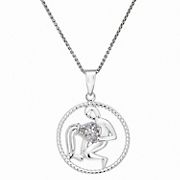 .11 ct. t.w. Diamond Zodiac Pendant Necklace in Sterling Silver - Aquarius