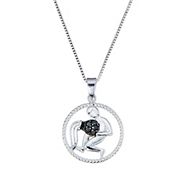 .11 ct. t.w. Black Diamond Zodiac Pendant Necklace in Sterling Silver - Aquarius