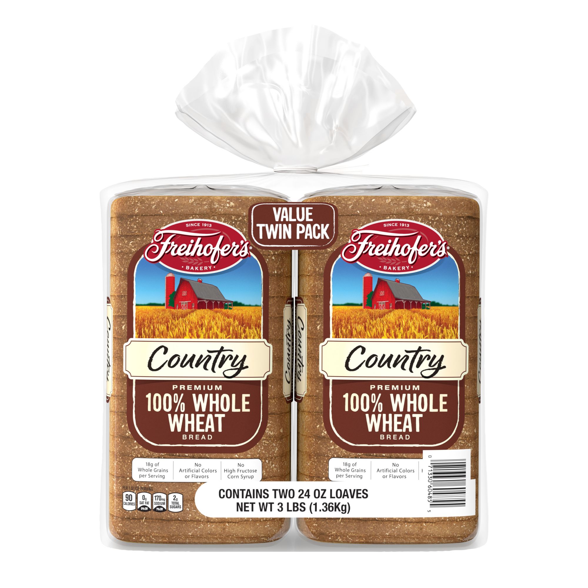Freihofer's 100% Wheat Bread, 2 pk./24 oz.