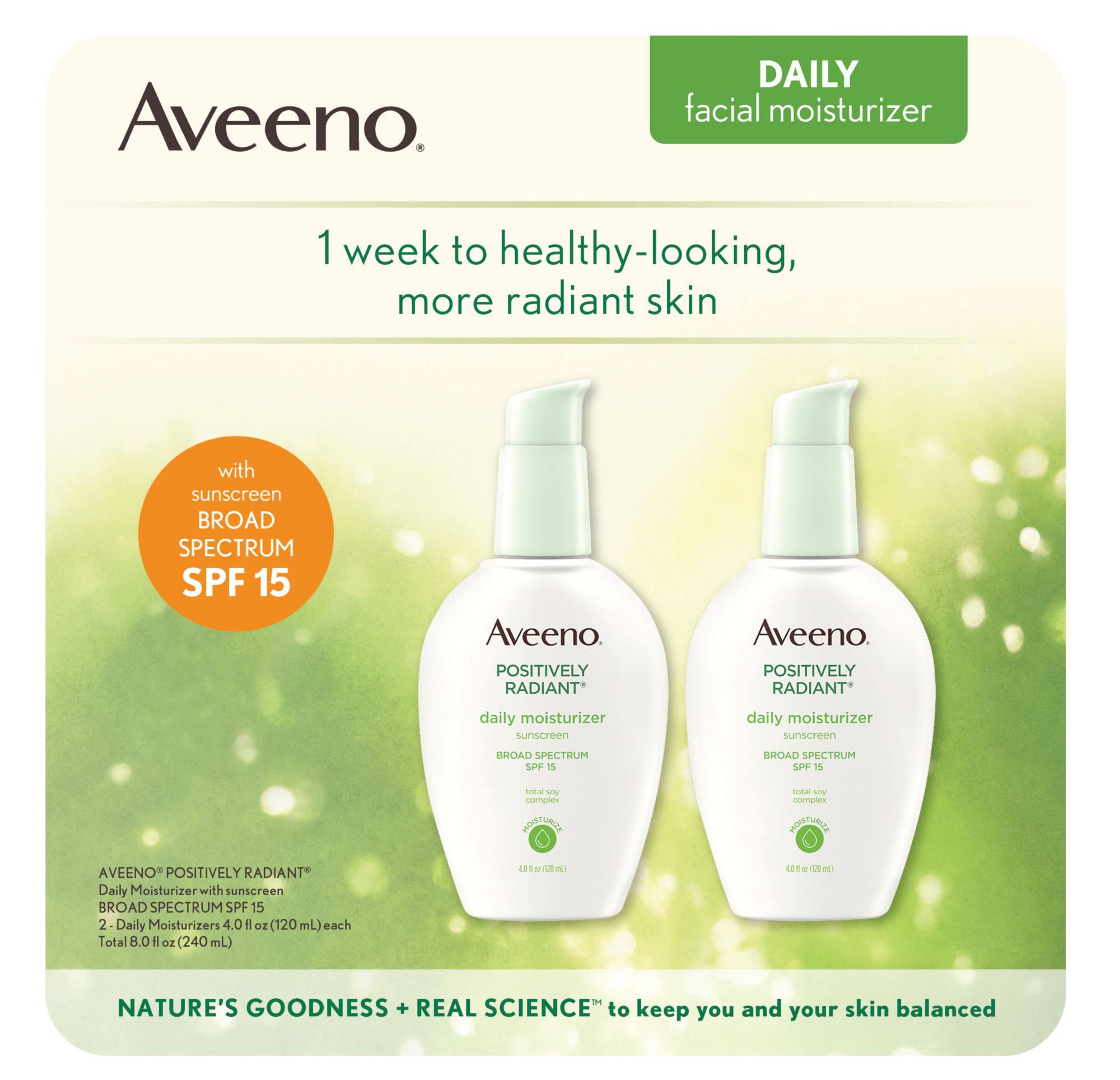 Aveeno Positively Radiant Daily Moisturizer With Sunscreen Broad