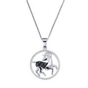 .11 ct. t.w. Black Diamond Zodiac Pendant Necklace in Sterling Silver - Aries