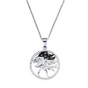 .11 ct. t.w. Black Diamond Zodiac Pendant Necklace in Sterling Silver - Leo