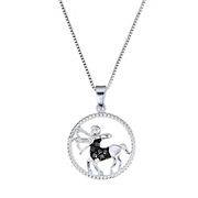 .11 ct. t.w. Black Diamond Zodiac Pendant Necklace in Sterling Silver - Sagittarius