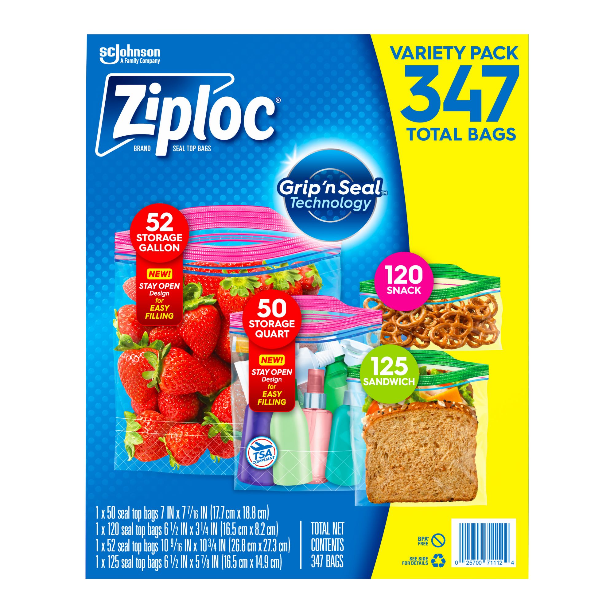 Ziploc Quart Storage Bags with Grip 'n Seal Technology - 216 ct