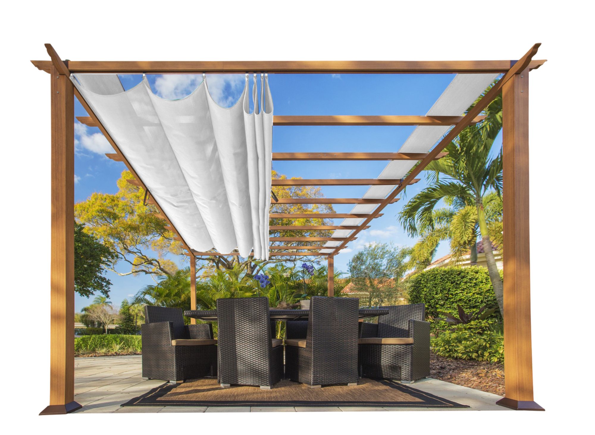 Paragon Outdoor 11' x 16' Pergola - Light Brown/White