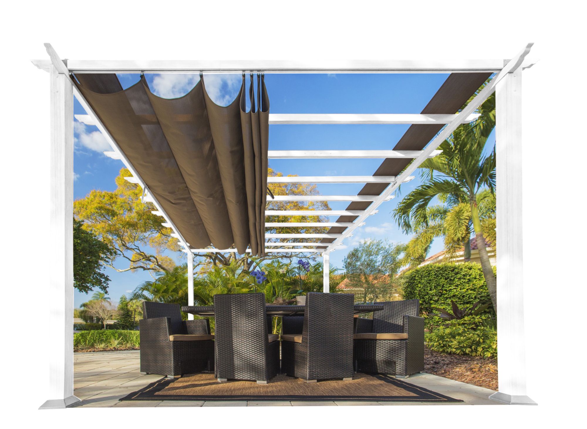 Paragon Outdoor 11' x 16' Pergola - White/Cocoa