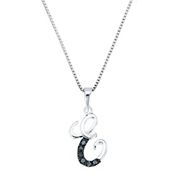 .11 ct. t.w. Black Diamond Alphabet Pendant Necklace in Sterling Silver - E