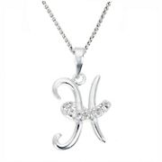.11 ct. t.w. Diamond Alphabet Pendant Necklace in Sterling Silver - H