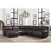 Abbyson Living Jameson 6-Pc. Leather Sectional - Dark Brown