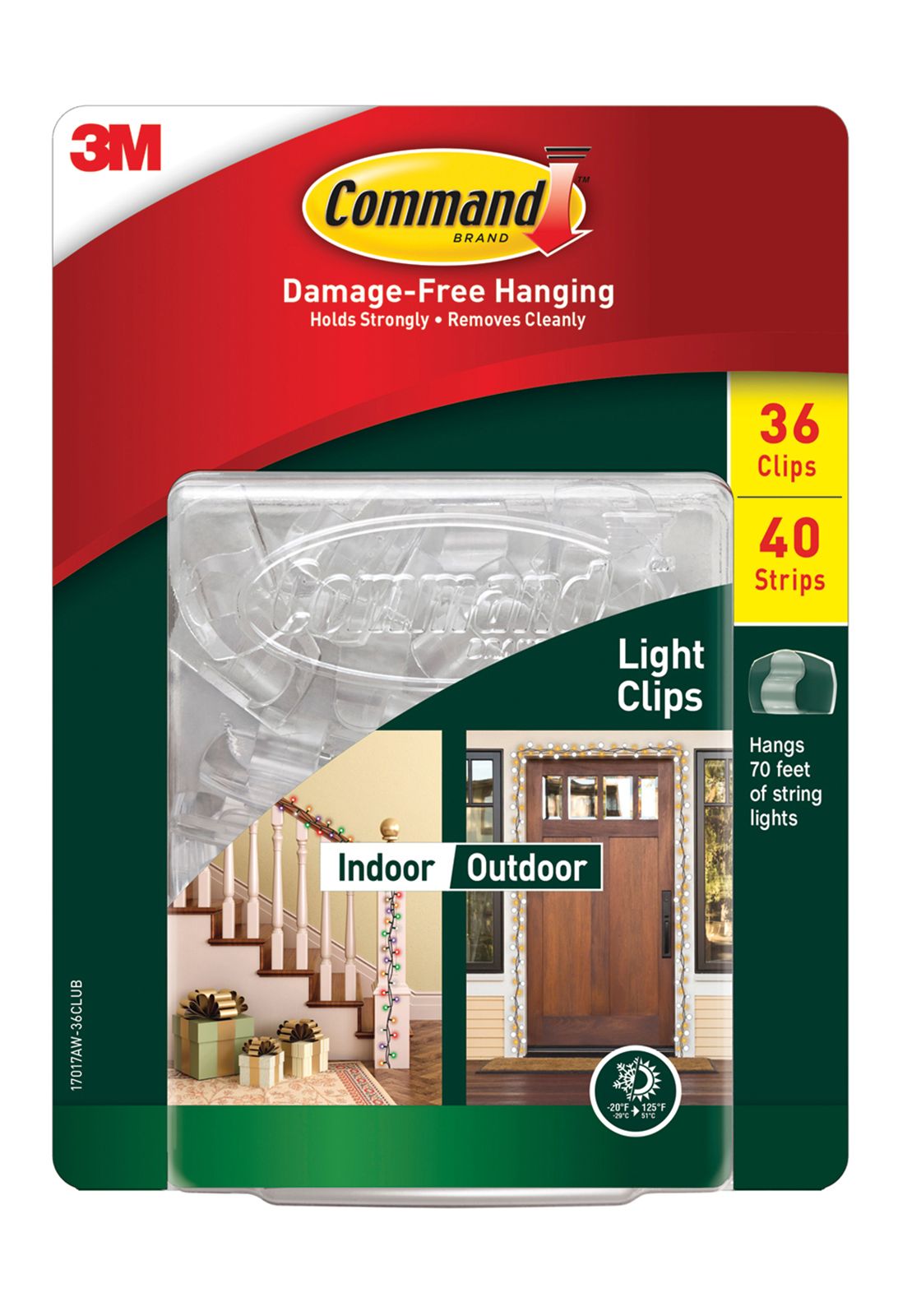 Command Outdoor Light Clips, Clear - 32 count