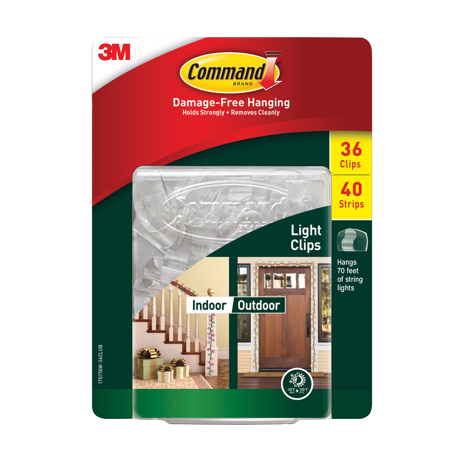 Command Outdoor Light Clips, Clear - 32 count