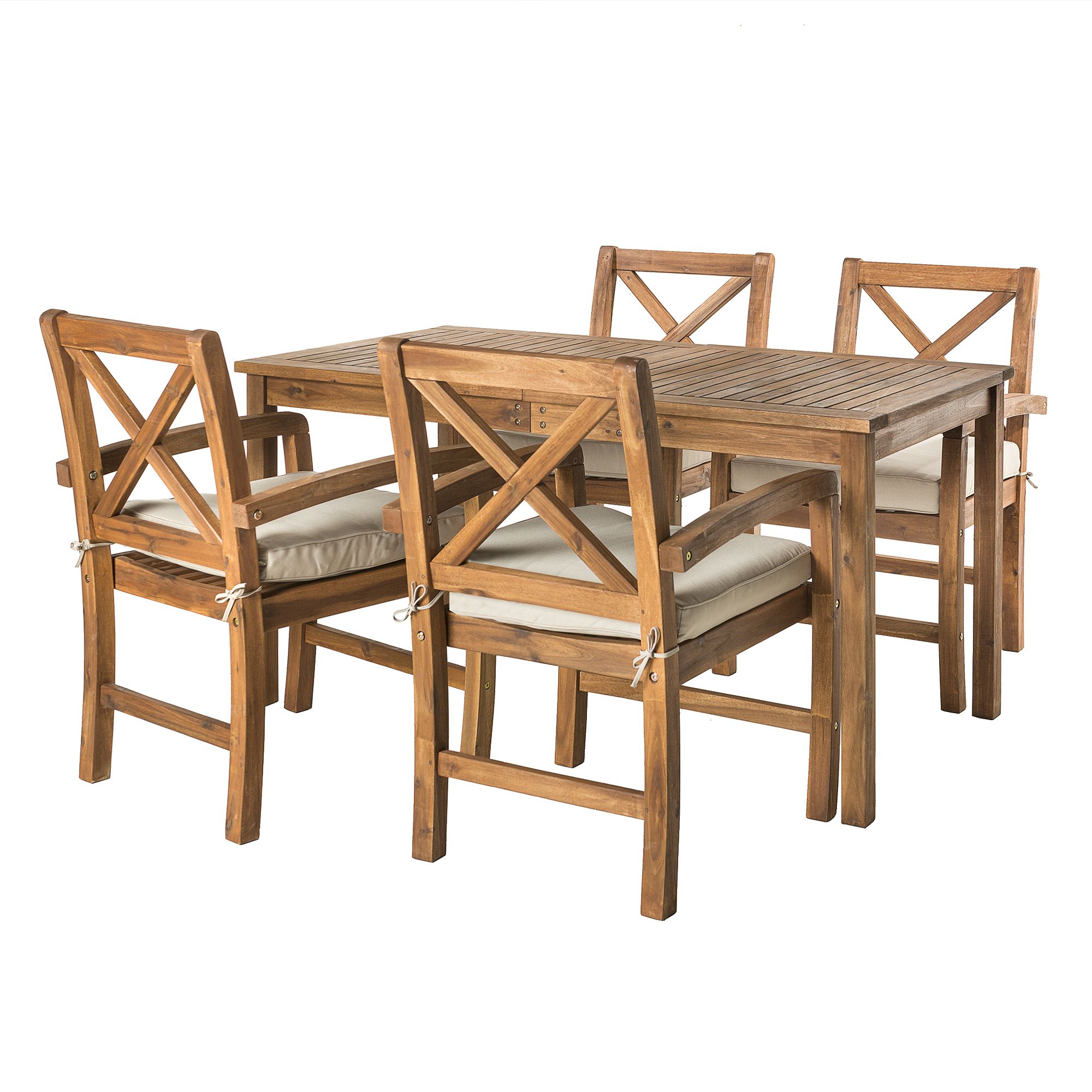 W. Trends 5-Pc. Acacia Wood Outdoor Dining Set - Brown