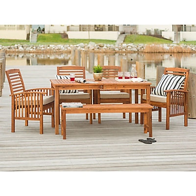 W. Trends 6 Piece Outdoor Cliff Acacia Wood Patio Dining Set