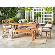 W. Trends 6-Pc. Acacia Wood Outdoor Dining Set - Brown