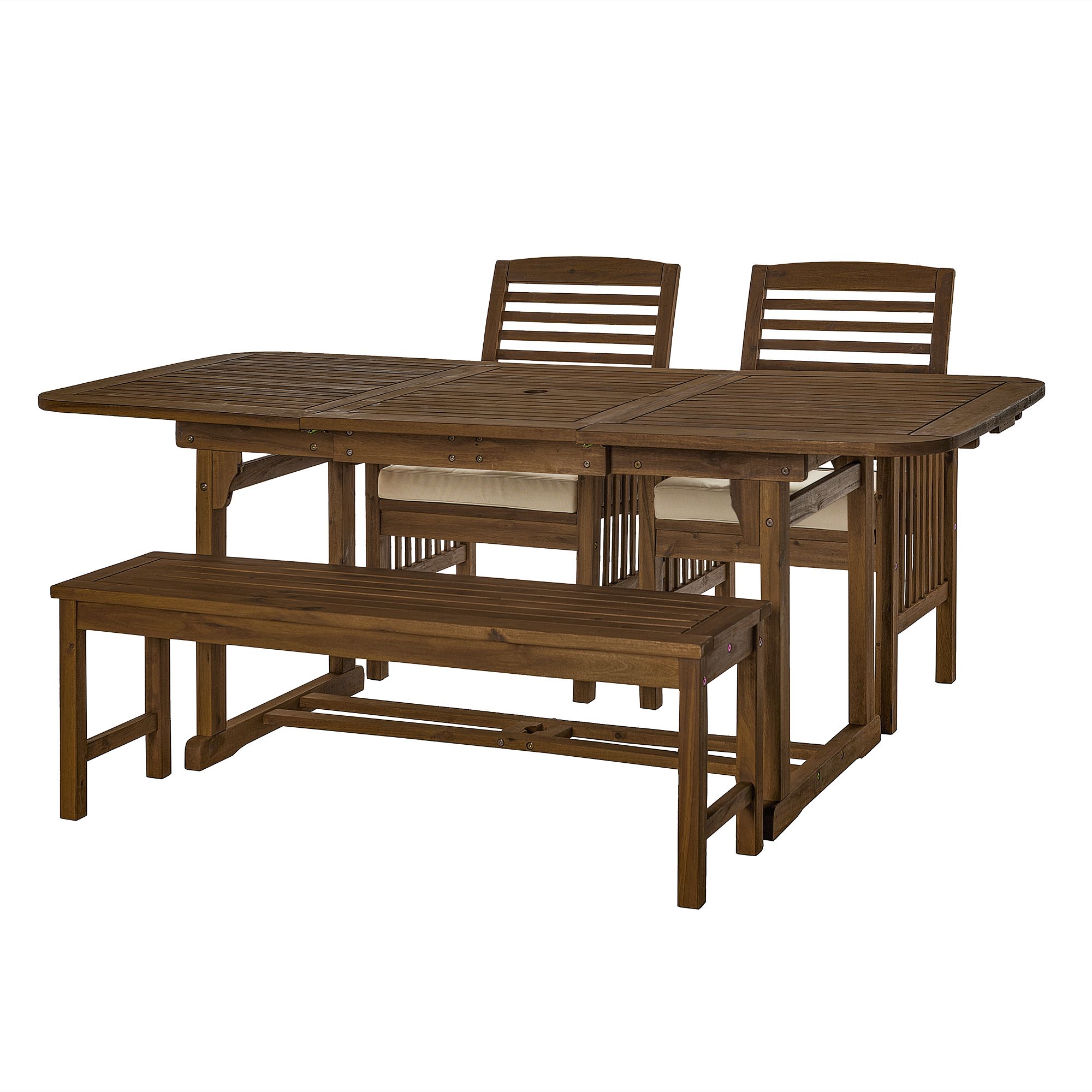 W. Trends 4-pc Outdoor Hunter Acacia Wood Dining Set - Dark Brown