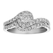 Amairah .75 ct. t.w. Diamond Channel Prong Engagement Ring and Wedding Band in 14k White Gold, Size 7
