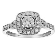 Amairah .75 ct. t.w. Diamond Halo 4-Prong Engagement Ring in 14k White Gold, Size 5