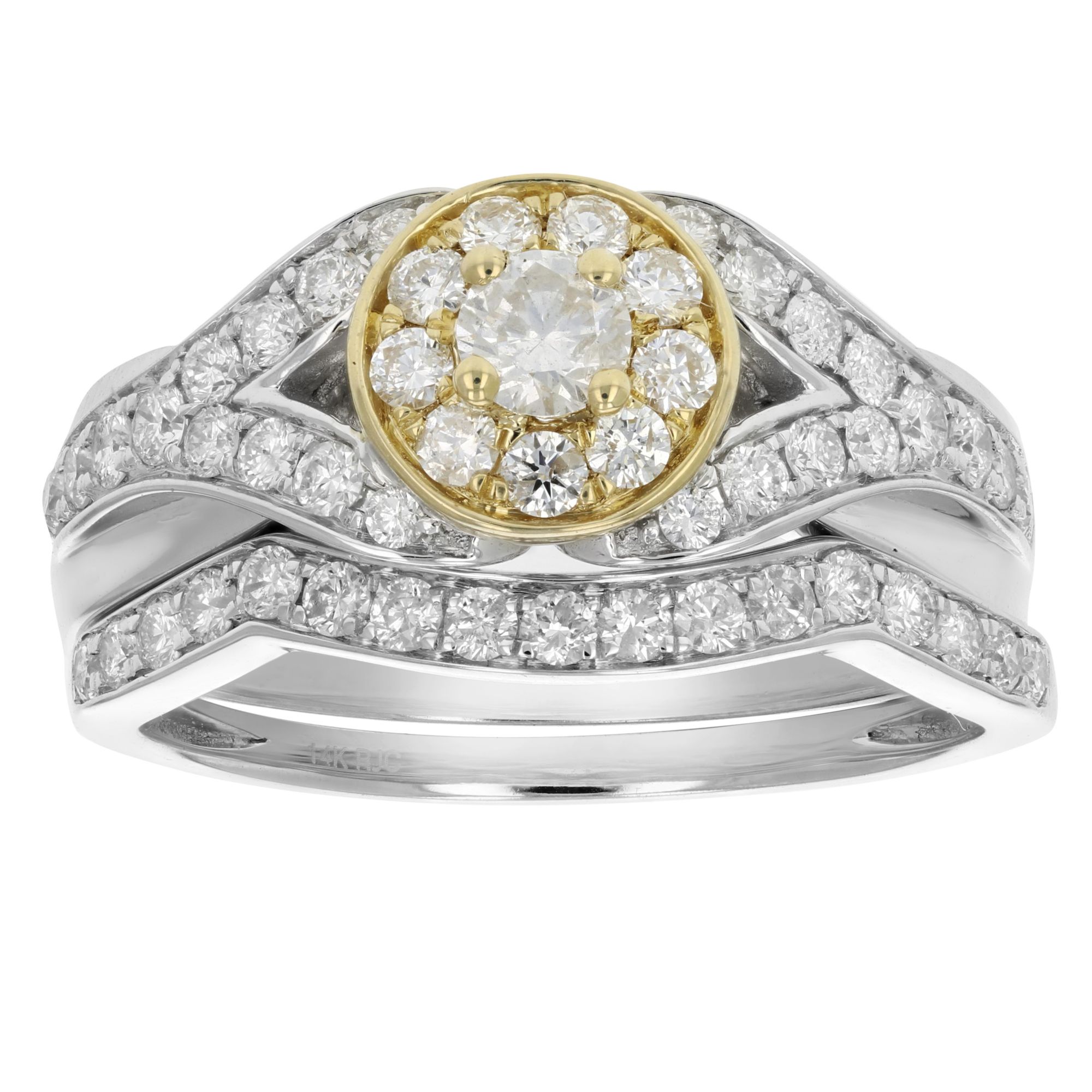 Amairah 1.00 ct. t.w. Diamond Engagement Bridal Ring Set in 14k Two-Tone Gold, Size 5