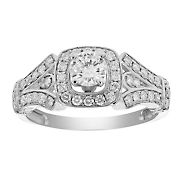 Amairah 1.00 ct. t.w. Diamond Halo 4-Prong Engagement Ring in 14k White Gold, Size 6.5