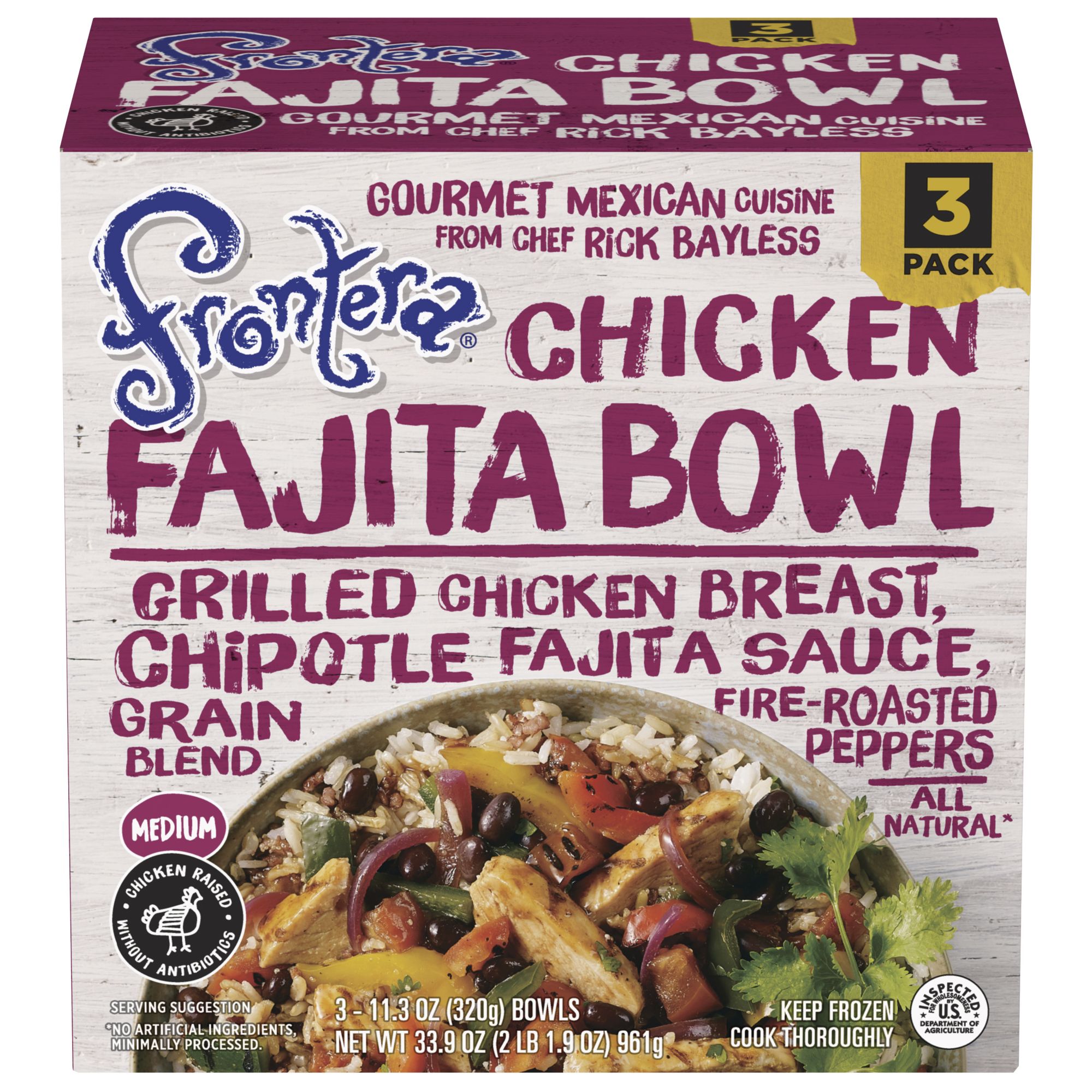 Frontera Chicken Fajita Taco Bowls, 3 pk./11.3 oz.